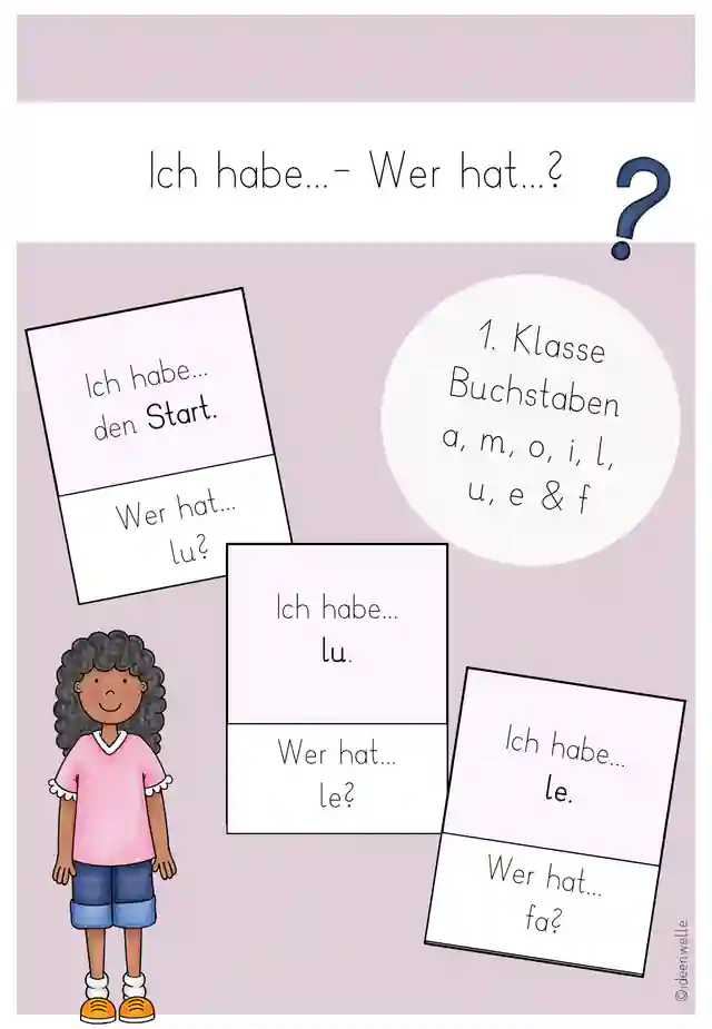 Ich habe...- wer hat..? - 1. Klasse Buchstaben  a, m, o, i, l,  u, e & f
