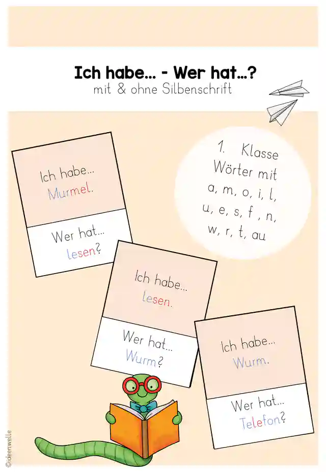Ich habe... - wer hat...? - 1. Klasse mit Wörtern mit  a, m, o, i, l,  u, e, s, f , n,  w, r, t, au 