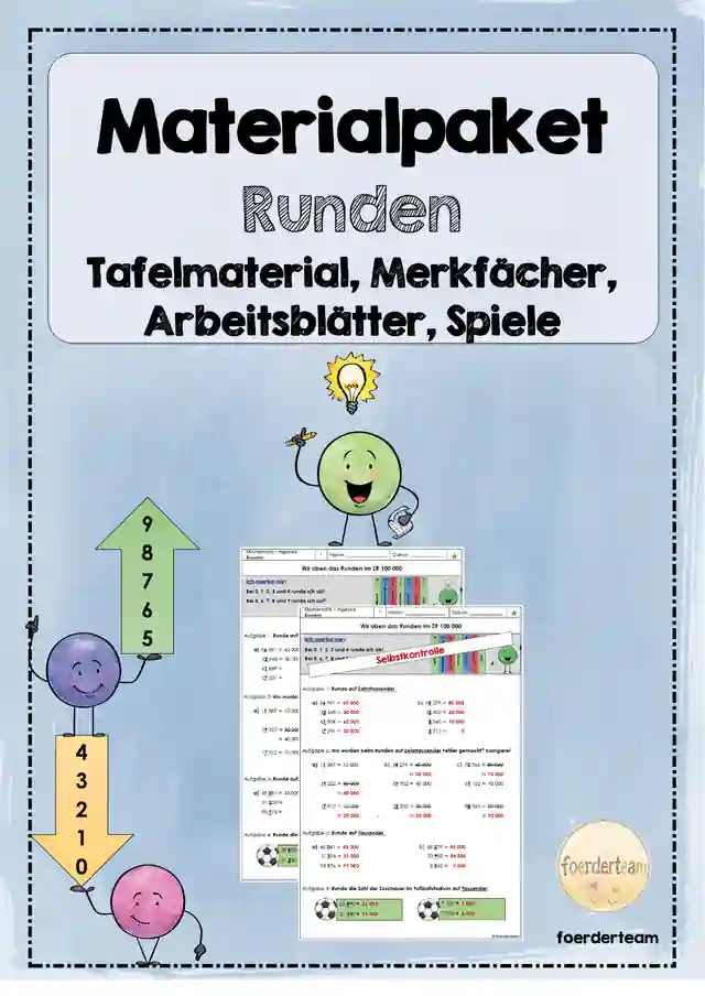 Runden – Arbeitsblätter mit Differenzierung, Merkfächer & Spielen