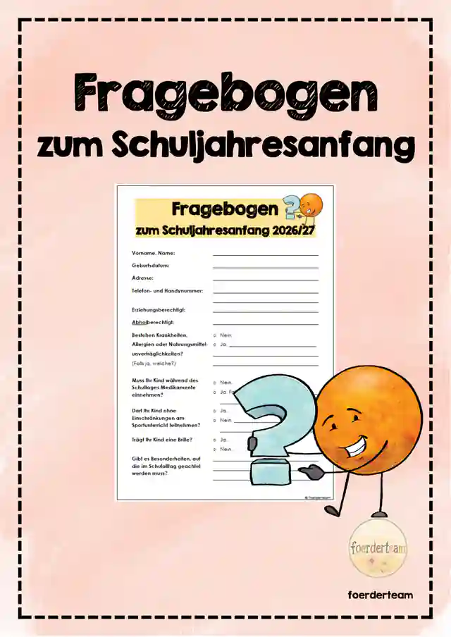 Fragebogen zum Schuljahresanfang
