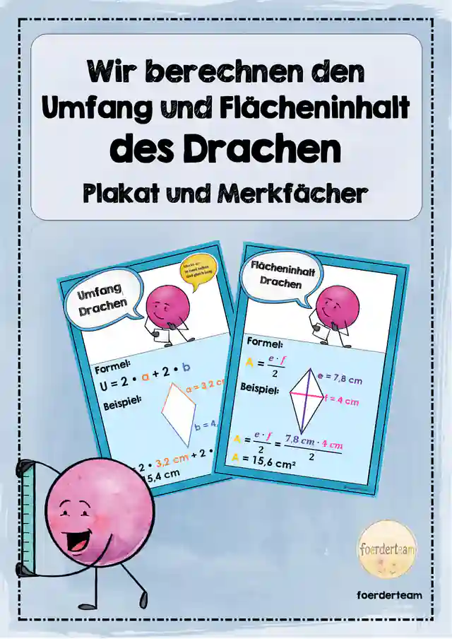 Drachen – Umfang & Flächeninhalt | Merkplakat und Merkfächer