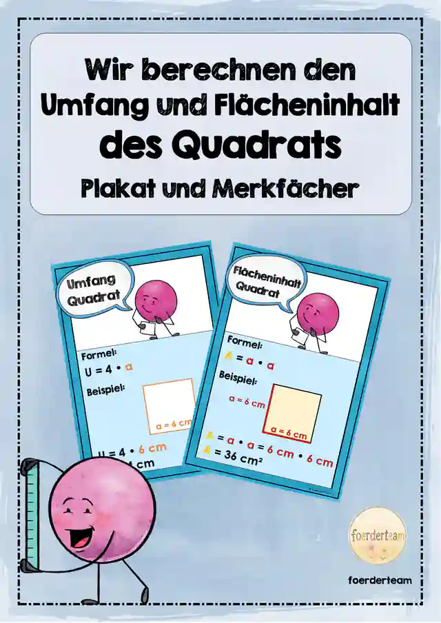 Quadrat – Umfang & Flächeninhalt | Merkplakat und Merkfächer