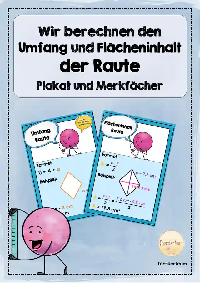 Raute – Umfang & Flächeninhalt | Merkplakat und Merkfächer