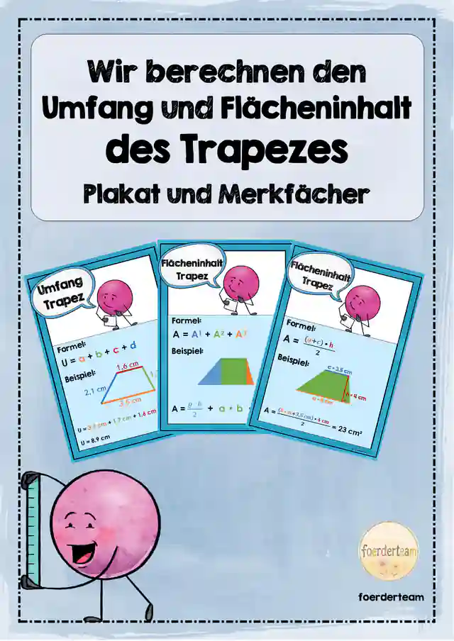 Trapez – Umfang & Flächeninhalt | Merkplakat und Merkfächer