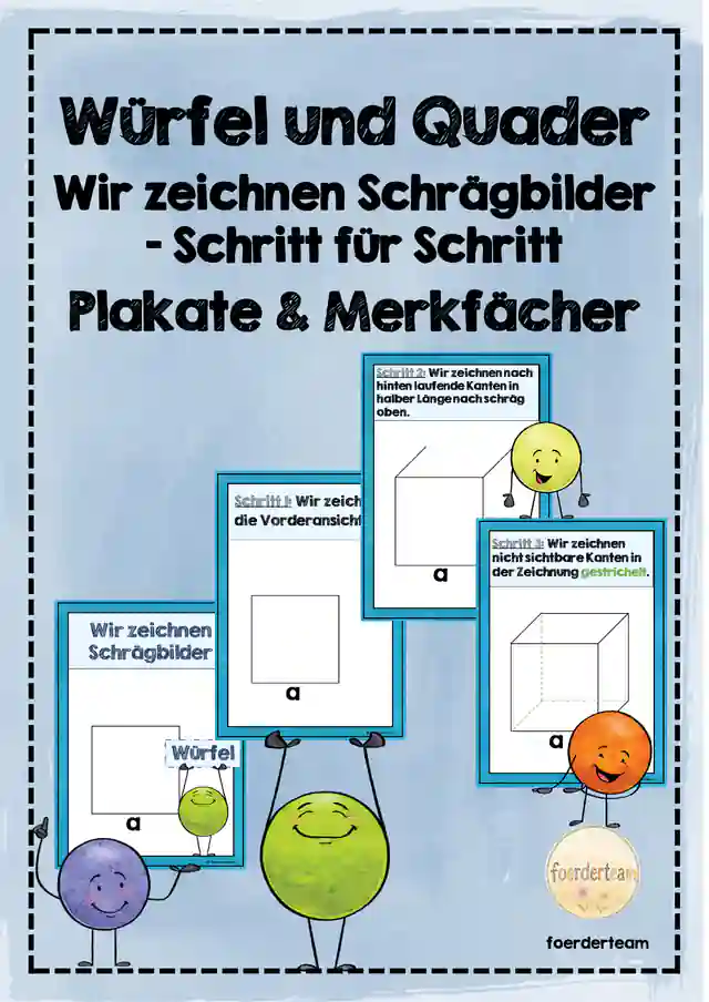 Schrägbilder von Würfel und Quader zeichnen – Schritt für Schritt