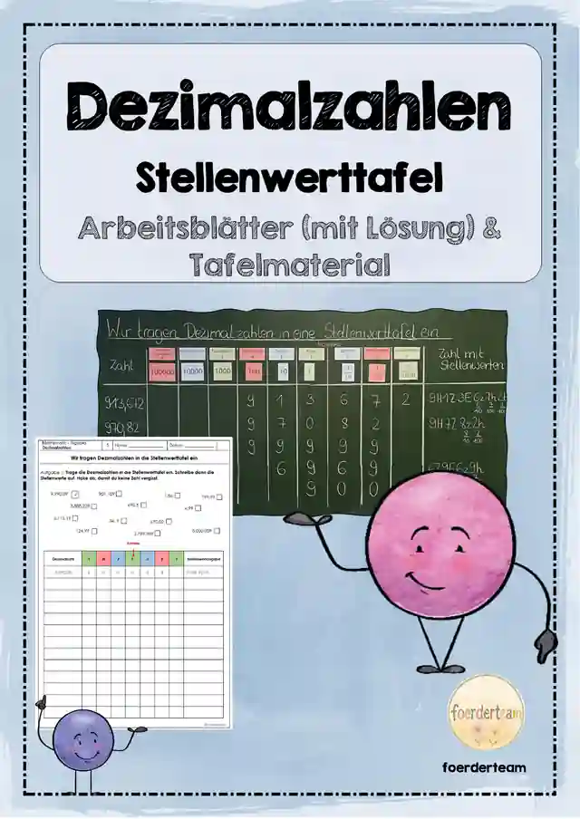 Dezimalzahlen in der Stellenwerttafel – Arbeitsblätter & Tafelmaterial