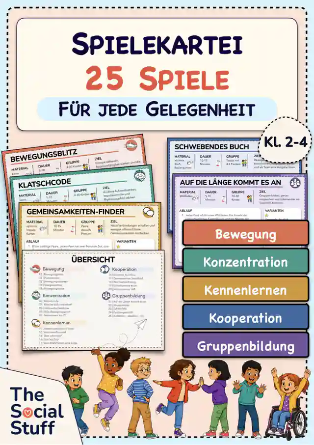 Spielekartei Grundschule: 25 Bewegungsspiele, Konzentrationsspiele, Kennenlernspiele, Kooperationsspiele & Gruppenspiele