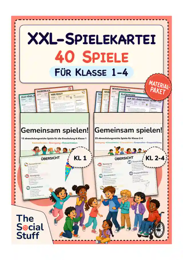 Spielekartei Grundschule: 40 Bewegungsspiele, Konzentrationsspiele, Kennenlernspiele, Kooperationsspiele & Gruppenspiele
