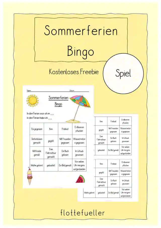Sommerferien Bingo