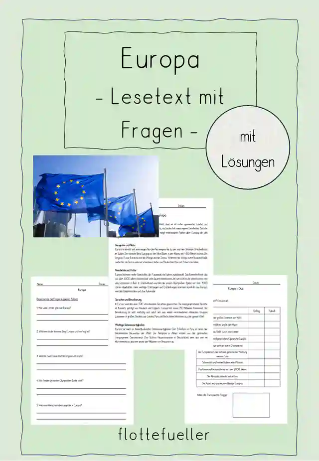 Europa - Lesetext mit Fragen