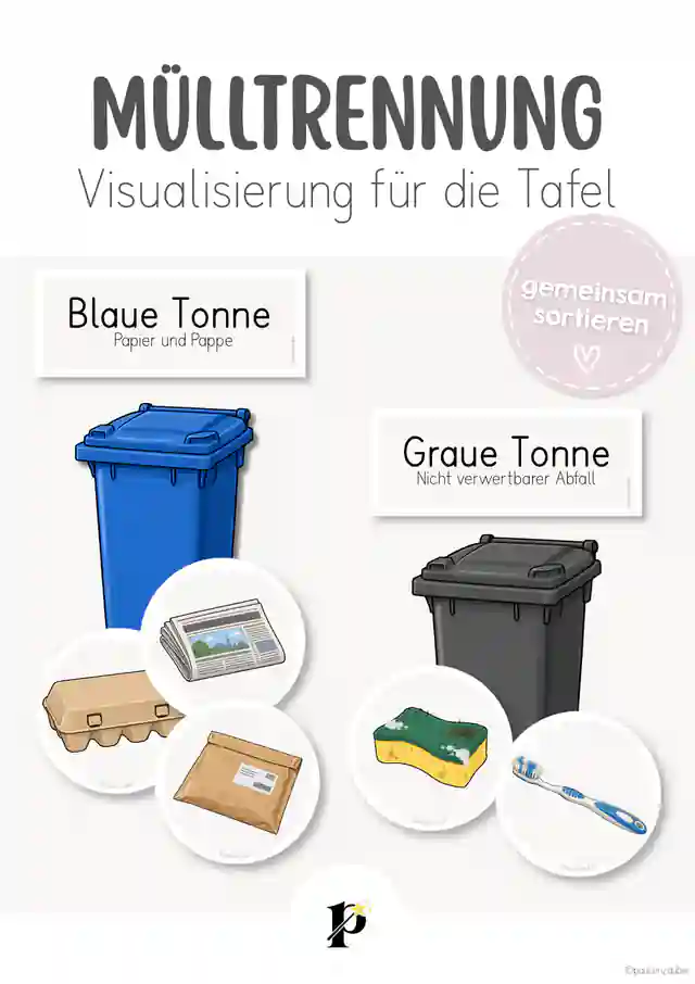 Mülltrennung | Mülltonnen, Sammelstellen & Bildkarten zum Zuordnen