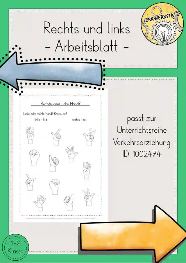 Rechts und links Verkehrserziehung Arbeitsblatt 
