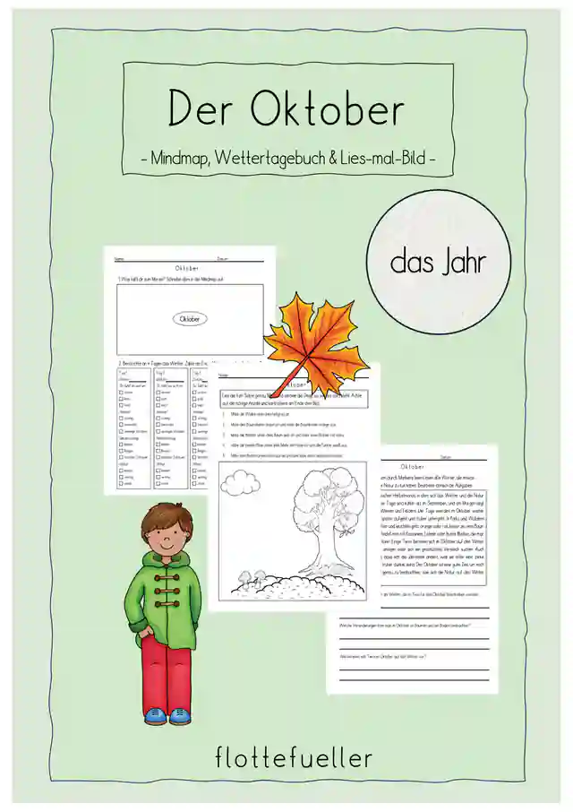 Der Oktober - Mindmap - Wettertagebuch - Lies-Mal Bild -