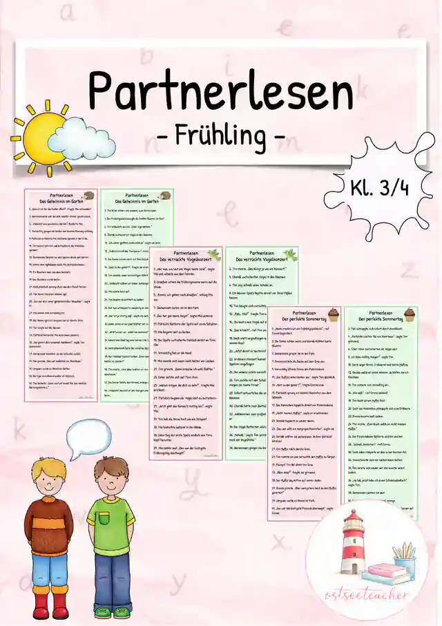 Partnerlesen/ Dialoglesen Leseflüssigkeit Leseförderung Frühling (Kl. 3/4)