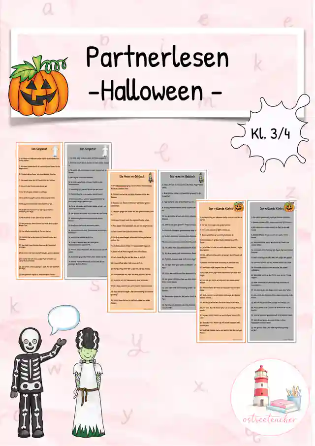 Partnerlesen/ Dialoglesen Leseflüssigkeit Leseförderung Halloween (Kl. 3/4)