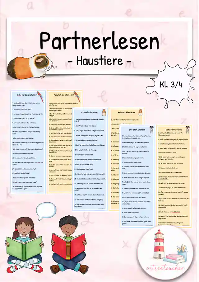 Partnerlesen/ Dialoglesen Leseflüssigkeit Leseförderung Haustiere (Kl. 3/4)