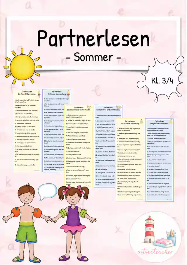 Partnerlesen/ Dialoglesen Leseflüssigkeit Leseförderung Sommer (Kl 3/4)