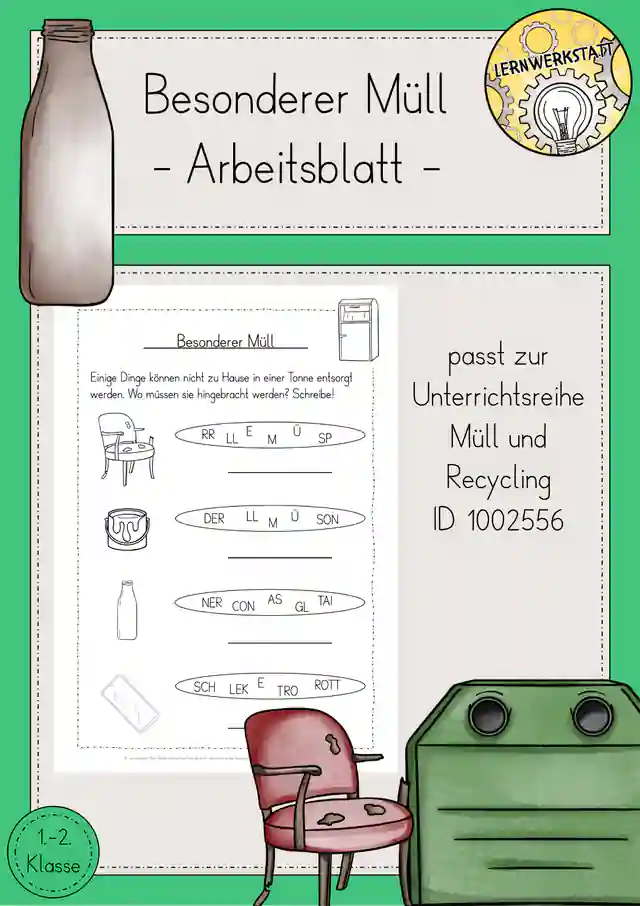 besonderer Müll Arbeitsblatt Sachunterricht Klasse 1/2