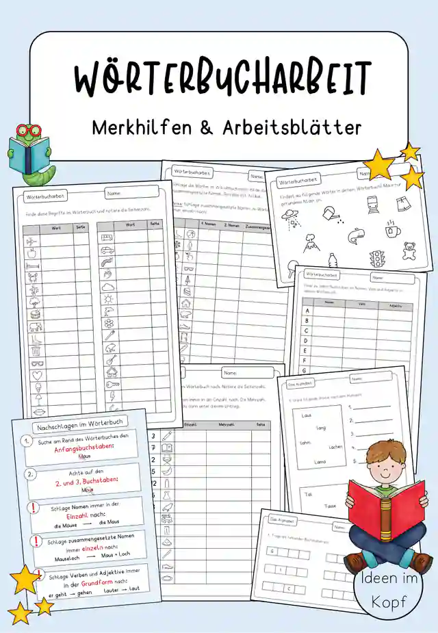 Wörterbucharbeit - Merkhilfen und Arbeitsblätter