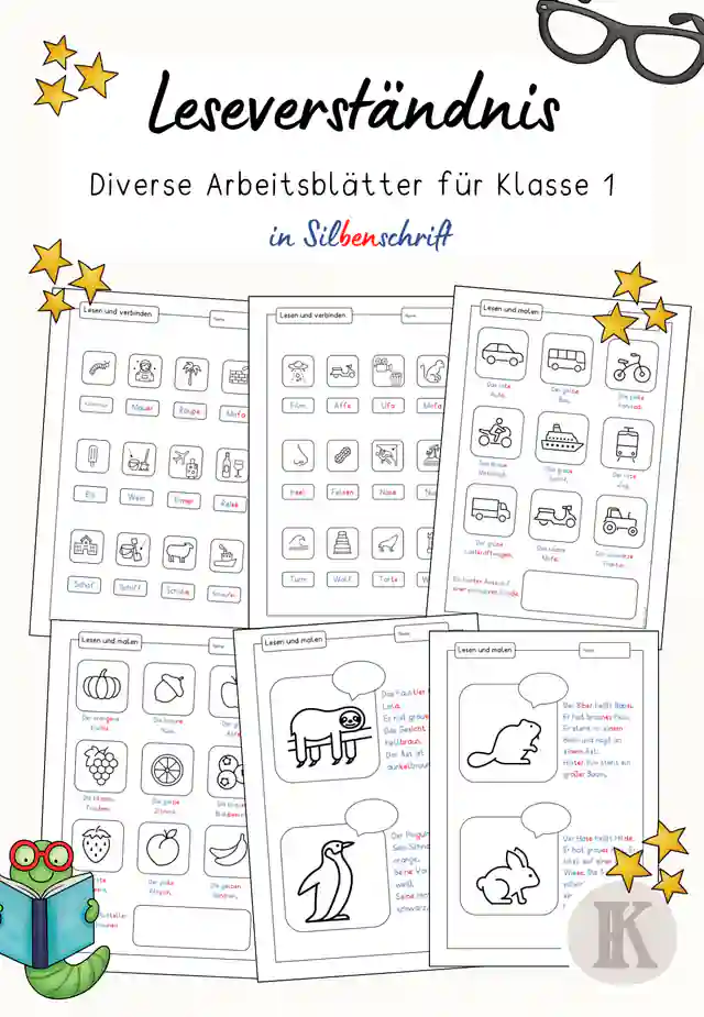 Leseverständnis - Diverse Arbeitsblätter (Klasse 1)