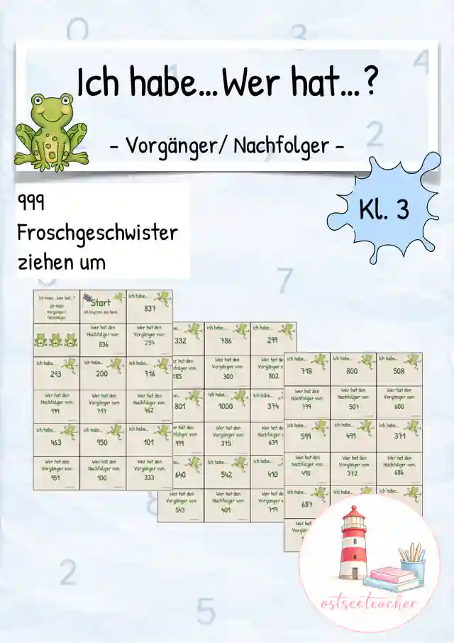 999 Froschgeschwister ziehen um - Rechenspiel Vorgänger/ Nachfolger ZR 1000 (Kl. 3)