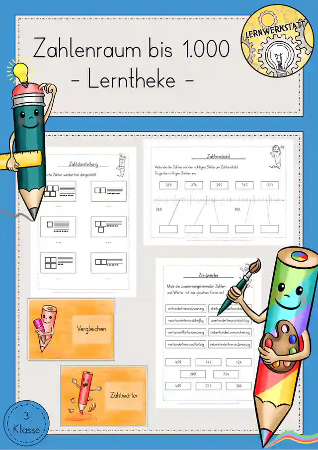 Zahlenraum 1000 Lerntheke Stationsarbeit Mathe Klasse 3