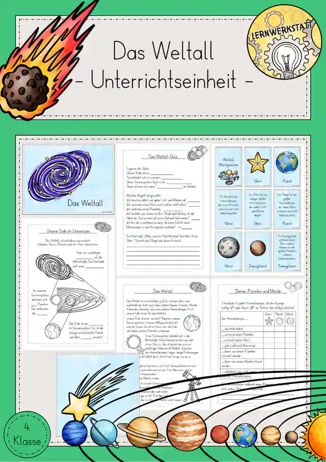 Weltall Sonnensystem Unterrichtseinheit Sachunterricht Klasse 4