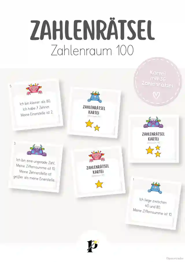 Zahlenrätsel-Kartei (Zahlenraum 100)