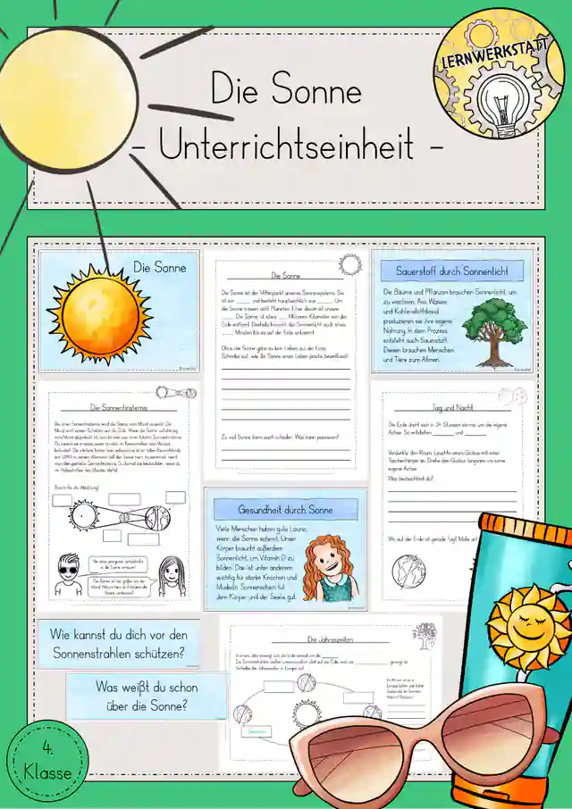 Sonne Sonnensystem Unterrichtseinheit Sachunterricht Klasse 4