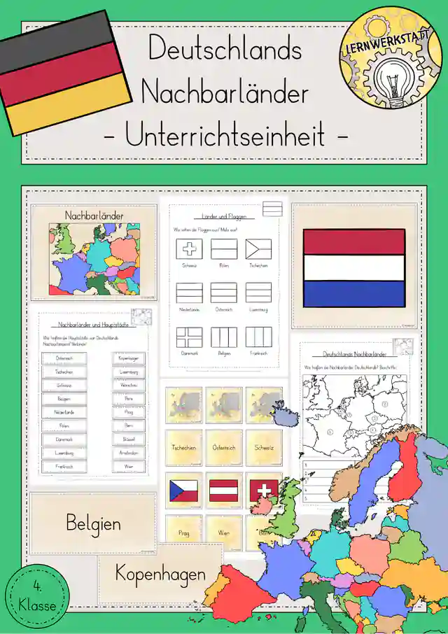 Deutschland Nachbarländer Unterrichtseinheit Sachunterricht Klasse 4
