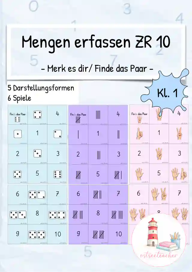 Mengen erfassen - Finde das Paar Freiarbeit Spiel ZR 10 (Kl. 1)
