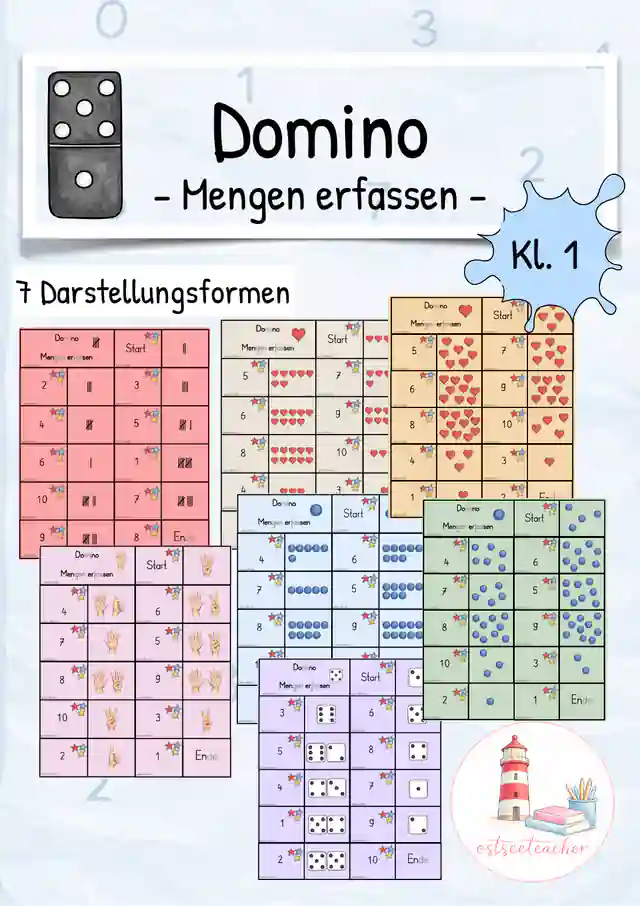 Mengen erfassen ZR 10 Spiel Domino Freiarbeit  (Kl. 1)