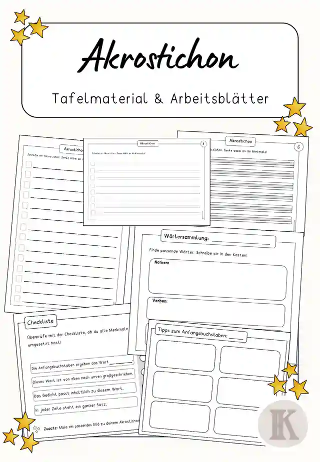 Akrostichon - Tafelmaterial & allgemeine Arbeitsblätter
