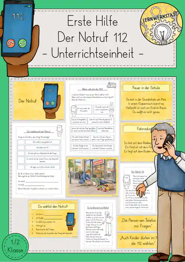 Erste Hilfe Notruf 112 Unterrichtseinheit Sachunterricht Klasse 1/2