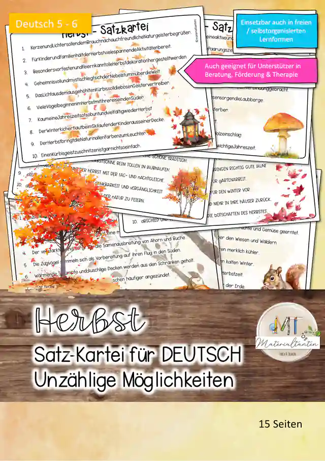 HERBST - Satzkartei: Rechtschreibung üben | D 5/6