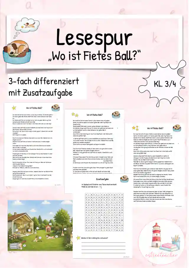 Lesespur: Wo ist Fietes Ball? (Leseverständnis/ Leseförderung Kl. 3/4)