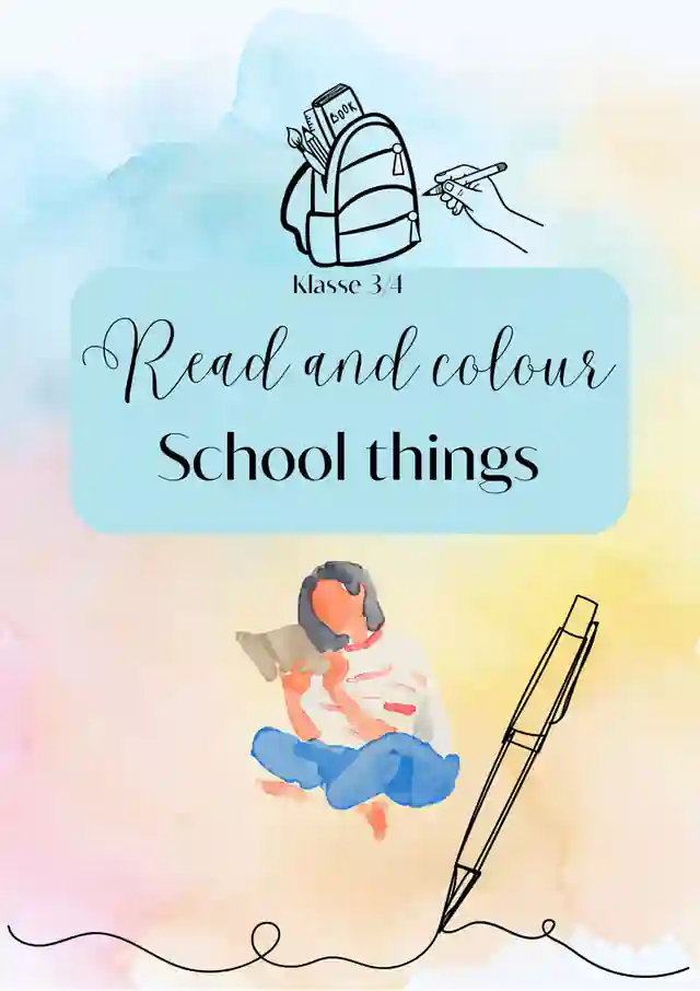 Read & Colour: School Things | Englisch Klasse 3/4