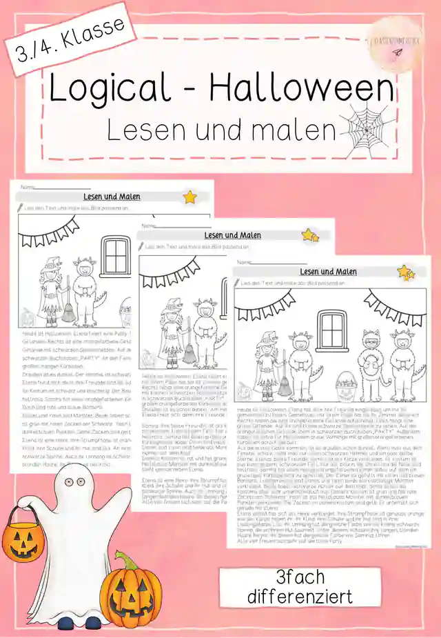 Logical - Lesen und Malen - Halloween - 3./4. Klasse