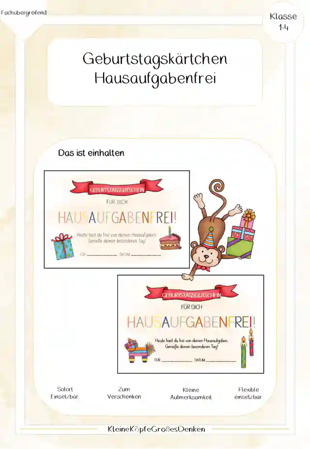 Geburtstagsgutschein - Hausaufgabenfrei
