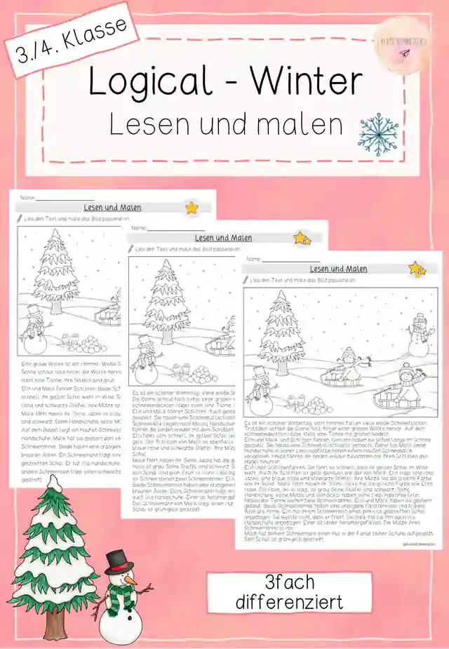 Logical - Lesen und Malen - Winter - 3./4. Klasse
