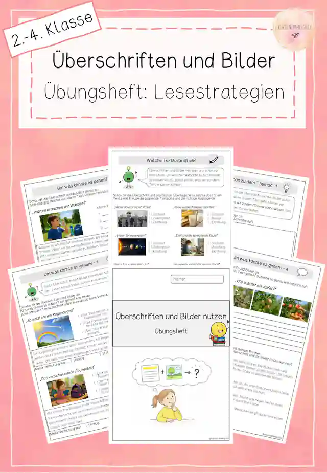 Lesestrategie: Überschriften und Bilder - Übungsheft - 2.-4. Klasse