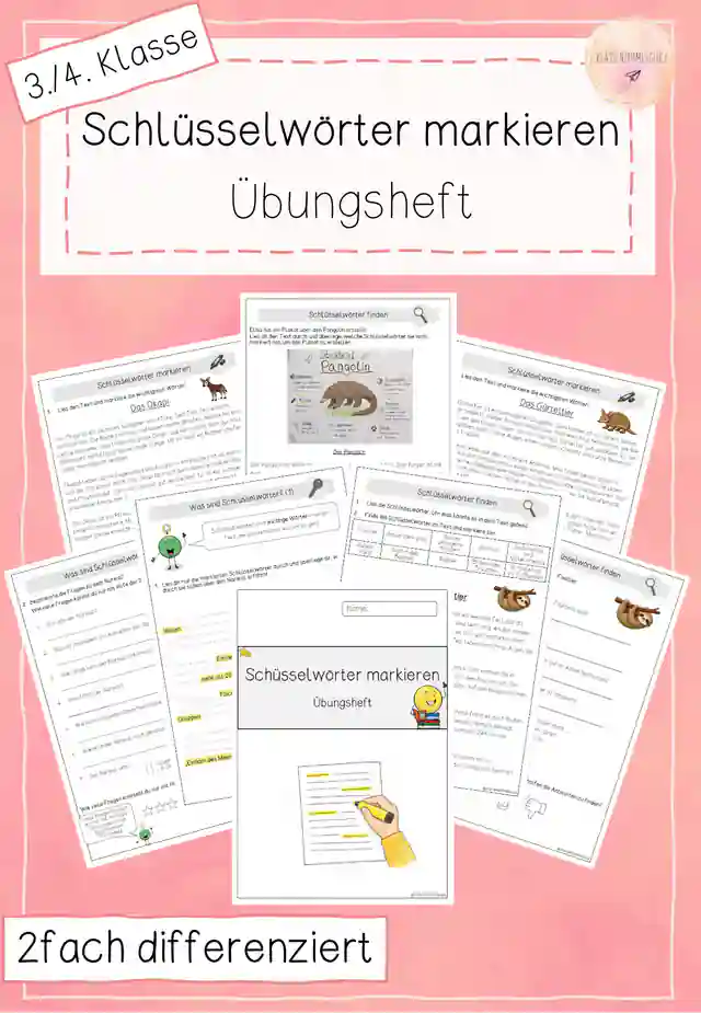 Lesestrategie: Schlüsselwörter markieren - Übungsheft
