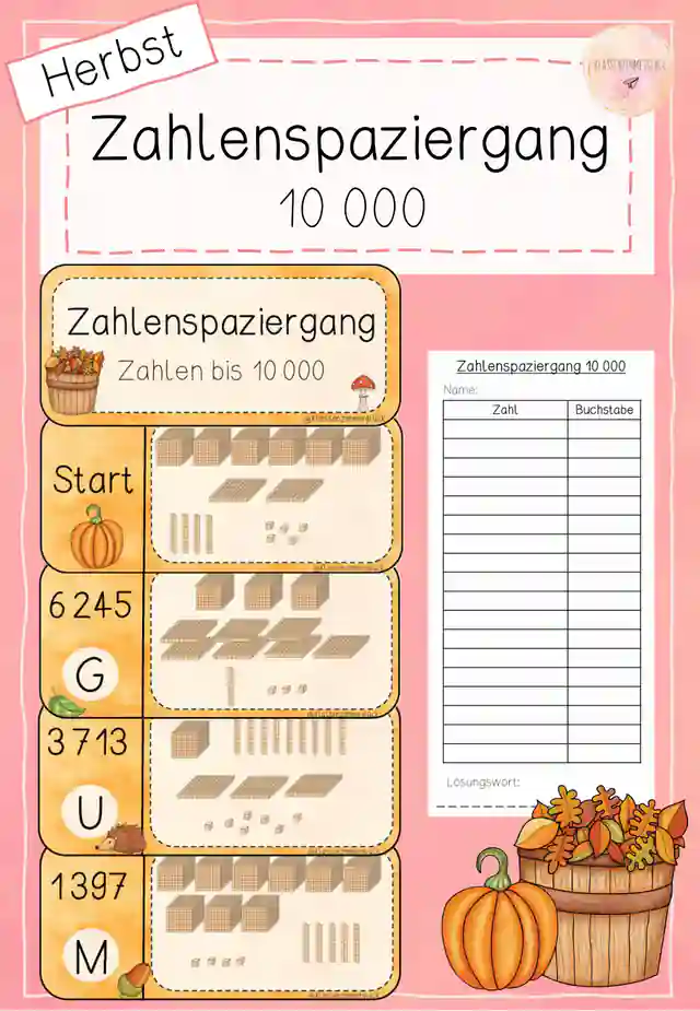 Zahlenspaziergang 10000 (Zehntausend) -  Herbst