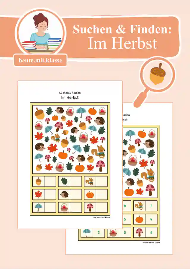 Suchen & Finden: Herbst (Wimmelbild, Zählen im Zahlenraum bis 10)