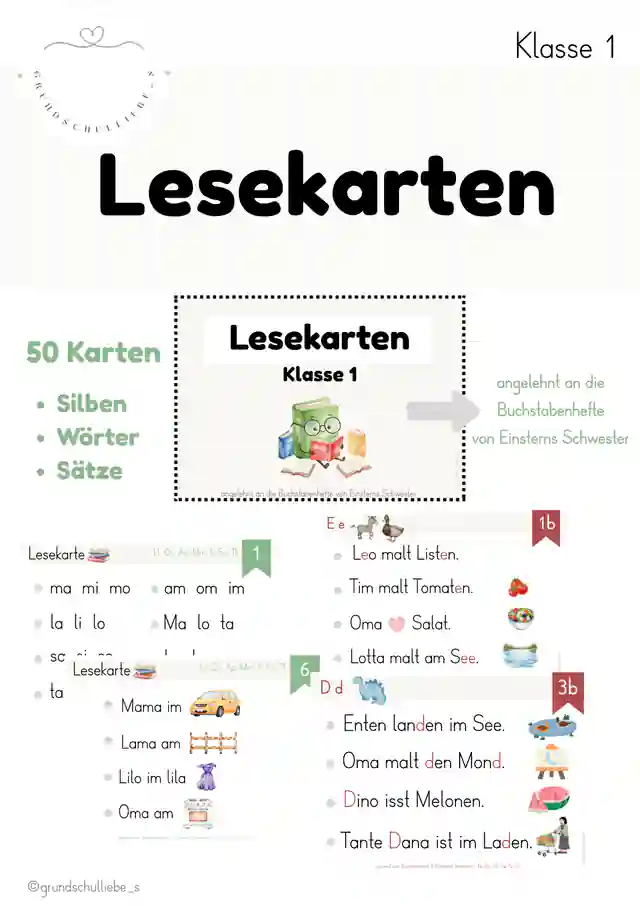 Lesekarten für den Anfangsunterricht (angelehnt an Einsterns Schwester)