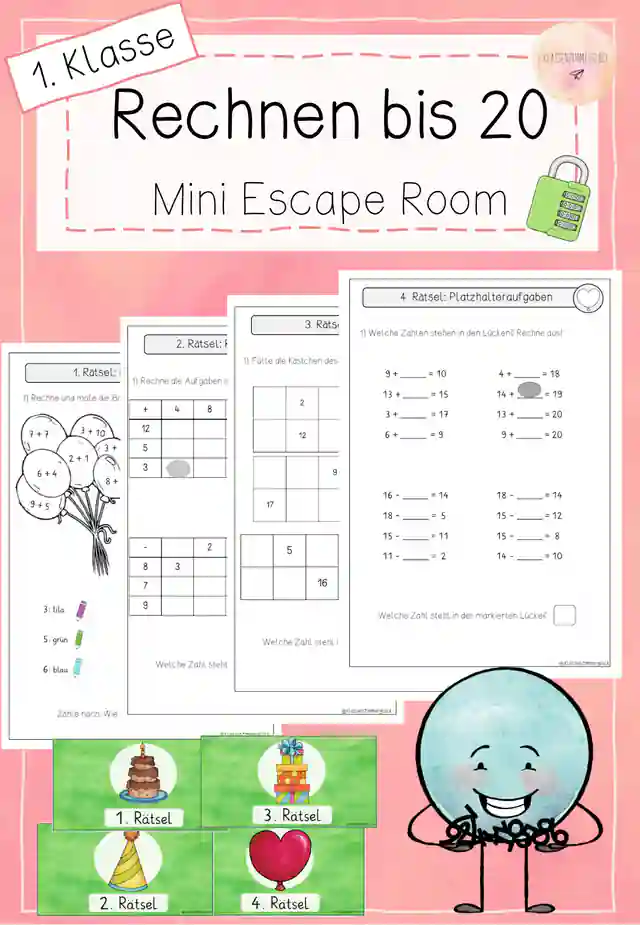 Rechnen bis 20 - 1. Klasse - Mini Escape Room