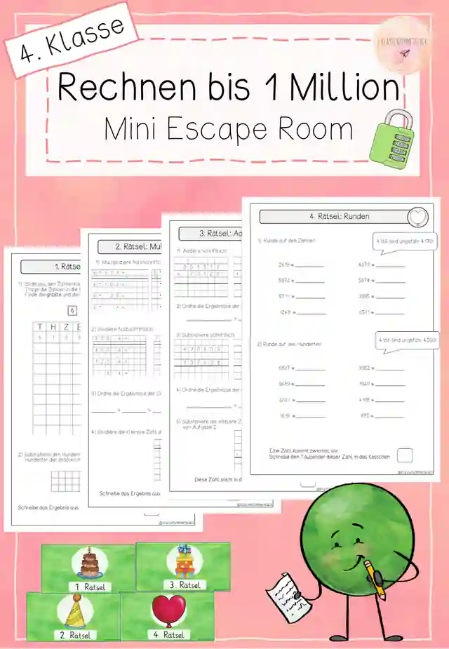 Rechnen bis 1 Million - 4. Klasse - Mini Escape Room
