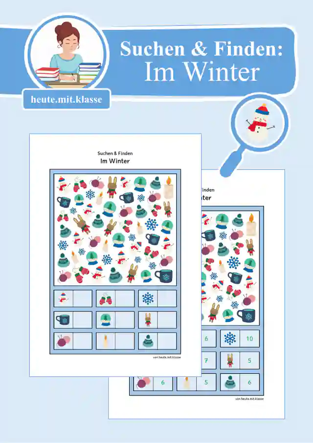 Suchen & Finden: Winter (Wimmelbild, Zählen im Zahlenraum bis 10)