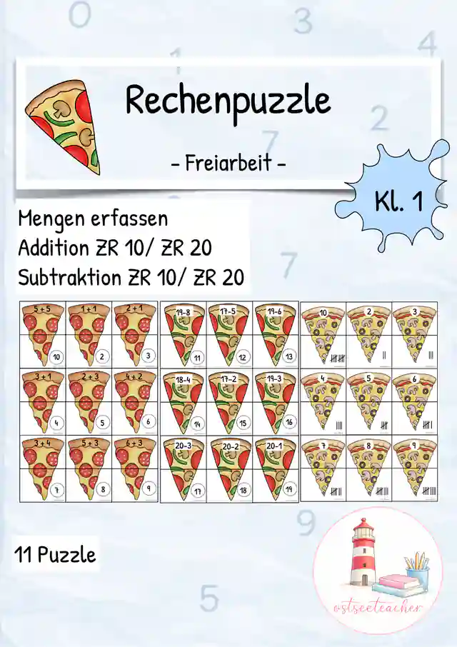 Mengen erfassen ZR 10 ZR 20 Rechenpuzzle Spiel (Kl. 1)