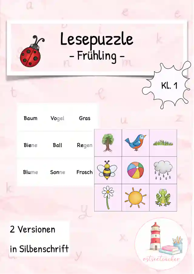 Lesen Leseförderung Lesepuzzle Frühling (Kl. 1)